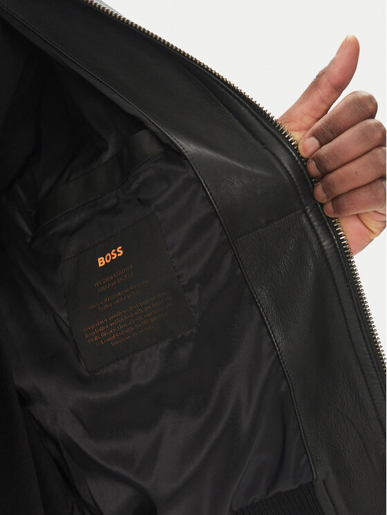 BOSS BOSS Geacă de piele Joberg 50543240 Negru Relaxed Fit