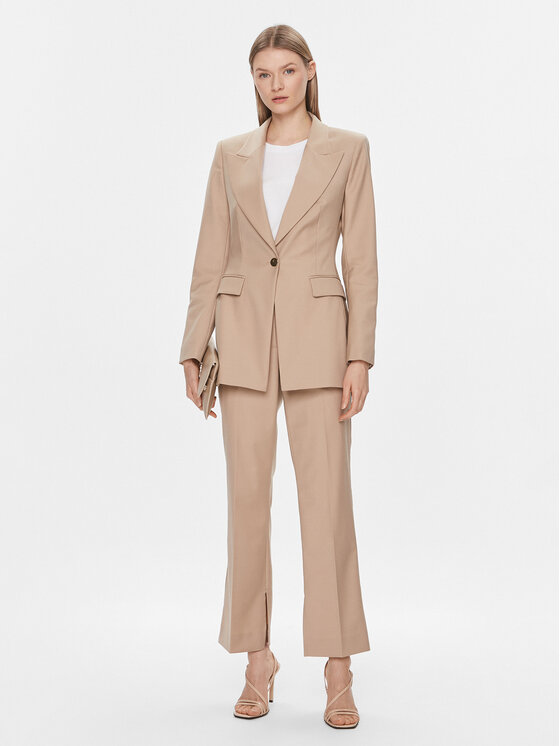 IVY OAK IVY OAK Hlače iz tkanine Polina IO115166 Bež Straight Fit