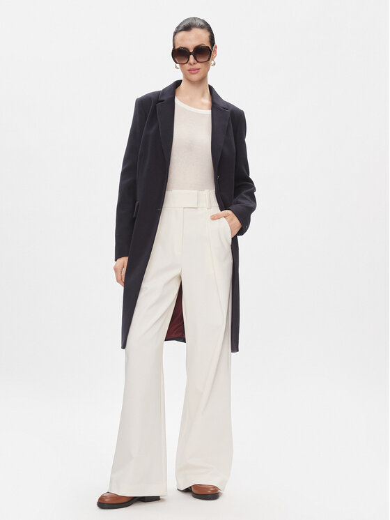 Tommy Hilfiger Tommy Hilfiger Gyapjú kabát Classic Light Wool Blend Coat WW0WW41662 Sötétkék Regular Fit