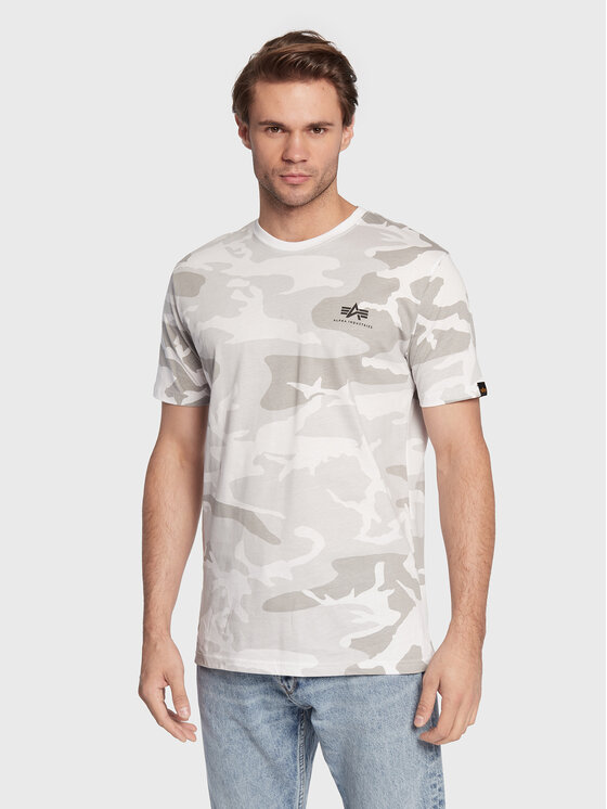 Férfi Póló Alpha Industries, Méret: S, Fehér, Backprint T Camo 128507C