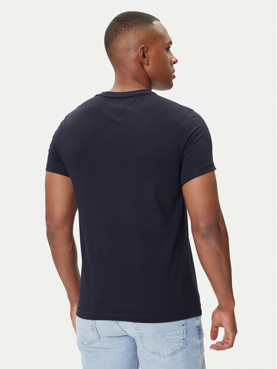 Tommy Hilfiger Tommy Hilfiger T-Shirt Core Logo Tee MW0MW11465 Granatowy Slim Fit