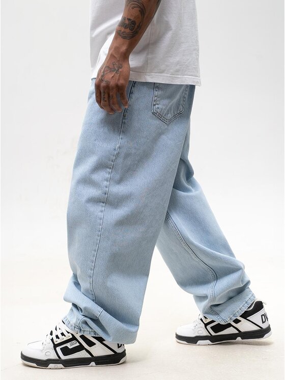 Jigga Wear Jigga Wear Jeansy Szerokie luźne bagy skate streetwear 132396 Niebieski jasny Baggy Fit