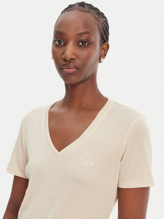 Liu Jo Sport Liu Jo Sport Tricou TA6175 J3845 Écru Regular Fit