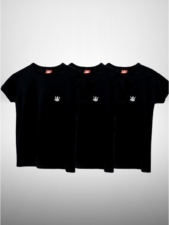 Jigga Wear Jigga Wear Komplet t-shirtów Zestaw 3 Damskich T-Shirtów Jigga Wear Mini Logo Czarny S Czarny Regular Fit