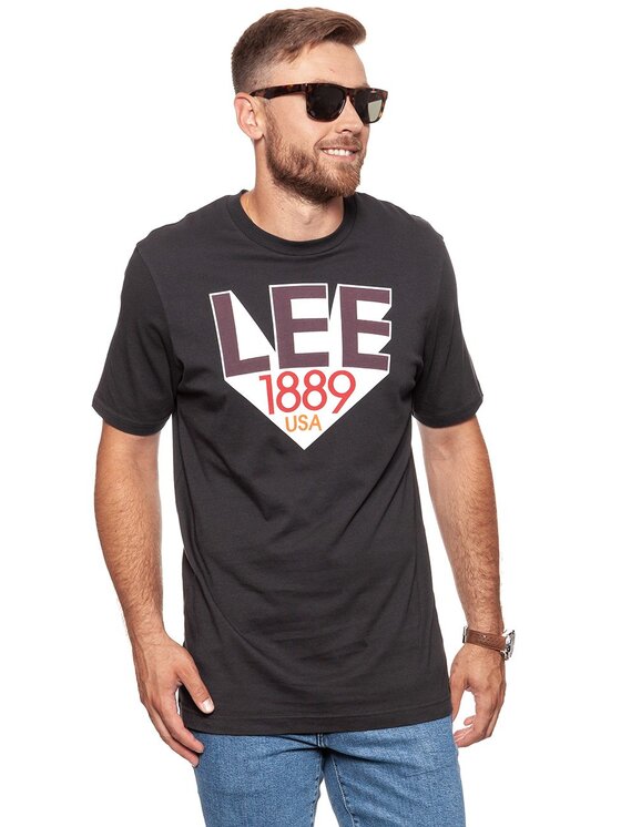 Lee Lee T-Shirt RETRO LEE T Czarny Regular Fit