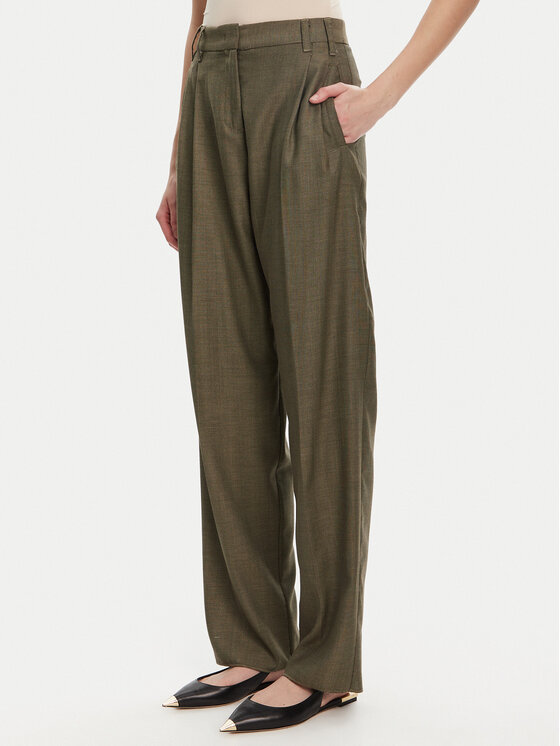 Marella Bavlnené nohavice Hull 2523136161 Kaki Loose Fit