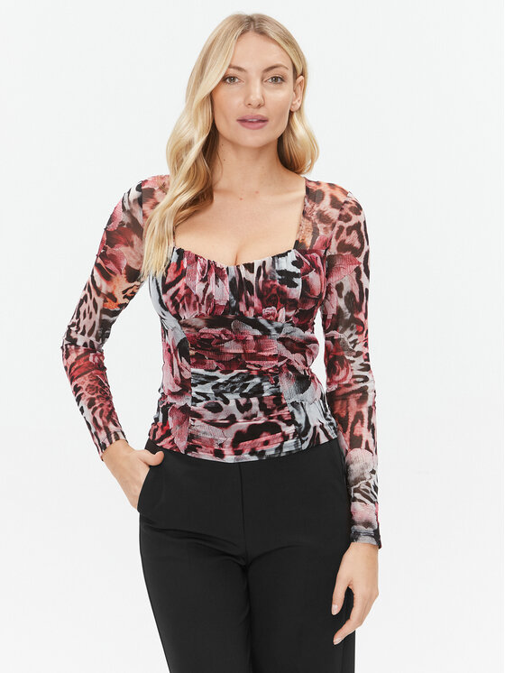 Marciano Guess Bluza Leopard 3BGP07 6875Z Roza Regular Fit