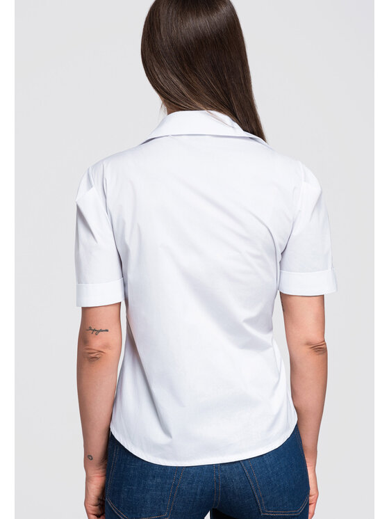 Ombre Ombre Bluzka OW-TS-E0041 Biały Authentic Slim Fit