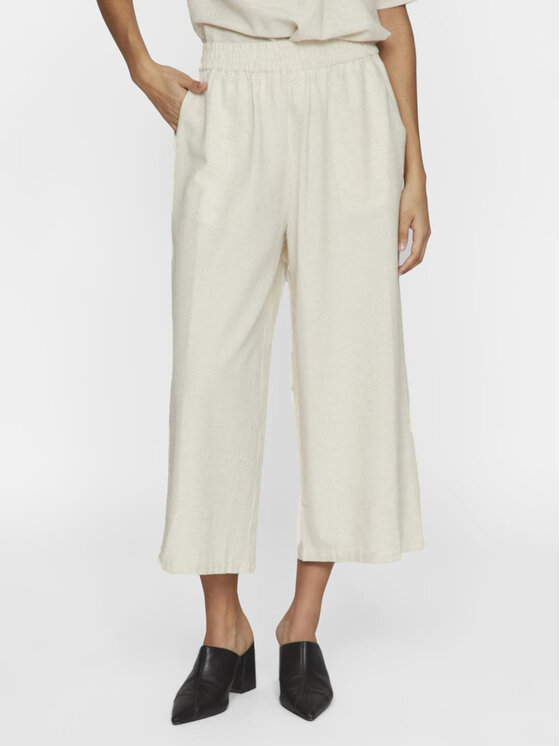 Vila Pantaloni culotte Prisilla 14096234 Beige Straight Fit, taglia : 36