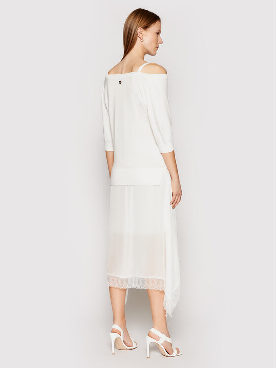 TWINSET TWINSET Pletena obleka 211TT3190 Bela Regular Fit