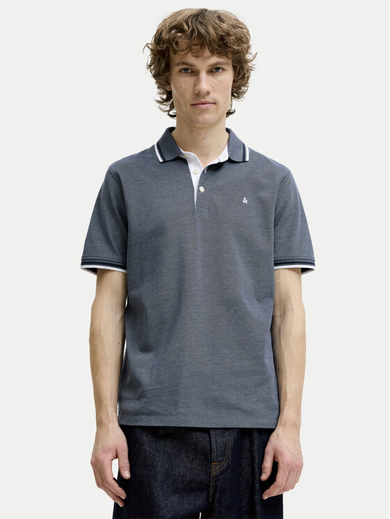 Jack & Jones Tricou polo Paulos 12136668 Gri Regular Fit