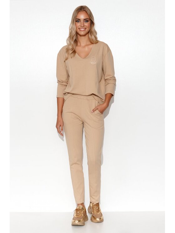 Makadamia Makadamia Dres M782 Beżowy Comfortable Fit