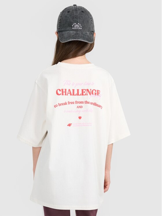 4F 4F T-Shirt 4FJRAW25TTSHF3187-11S Biały Oversize