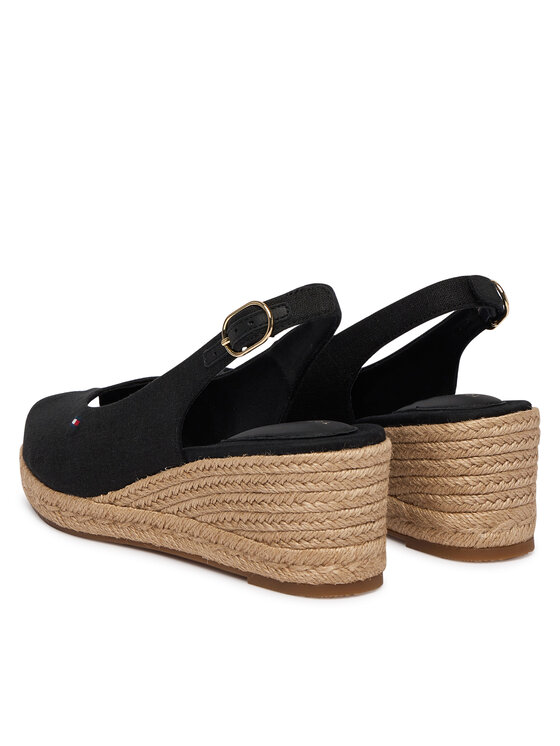 Tommy Hilfiger Tommy Hilfiger Espadrilles Mid Wedge Espad Slingback FW0FW09228 Schwarz