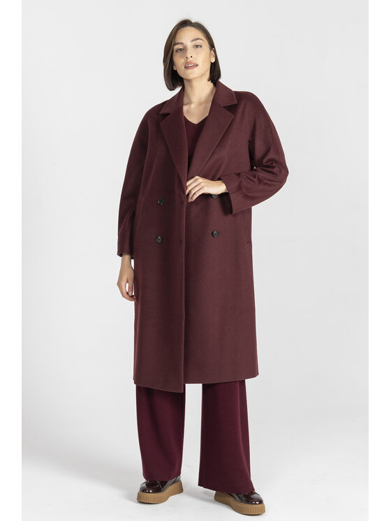 Deni Cler Milano Deni Cler Milano Płaszcz T-DC-8055-E5-90-39-1 Bordowy Loose Fit