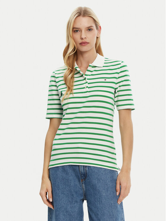 Tommy Hilfiger Damskie Polo, rozmiar S, Zielone, 1985 WW0WW43224