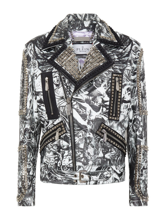 PHILIPP PLEIN PHILIPP PLEIN Kožená bunda 4755 Biela Slim Fit
