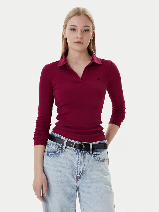 Tommy Jeans Tommy Jeans Halenka Essential DW0DW21933 Bordó Slim Fit