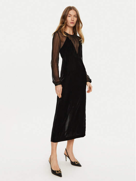 TWINSET Koktejlové šaty 242TT2180 Čierna Slim Fit
