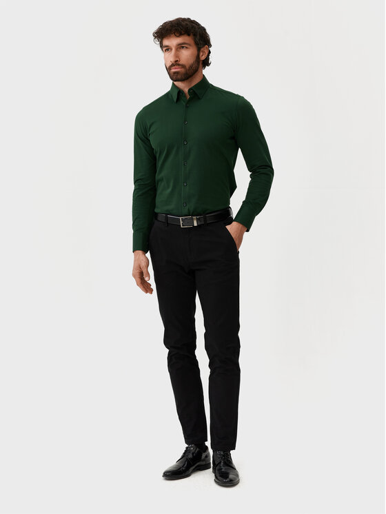 Evenemen Evenemen Koszula Stickat Zielony Slim Fit