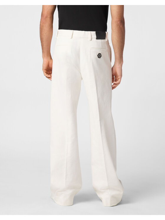 PHILIPP PLEIN PHILIPP PLEIN Pantaloni di tessuto 14645 Bianco Wide Fit