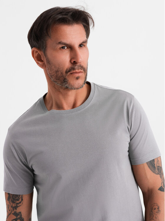 Ombre Ombre T-Shirt OM-TSBS-0146 Szary Regular Fit