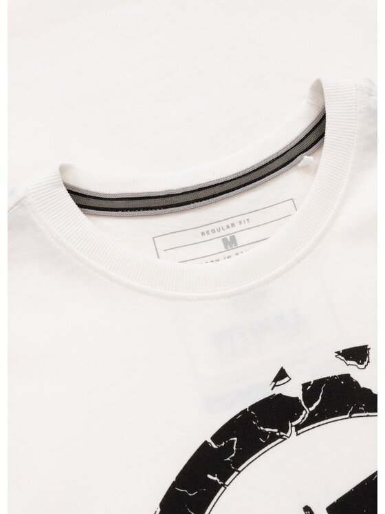 PITBULL PITBULL T-Shirt Koszulka męska Garment Washed SCRATCH M Biały Regular Fit