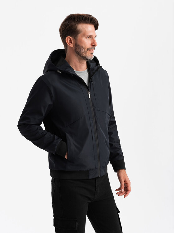 Ombre Ombre Kurtka przejściowa OM-JANP-0149 Czarny Regular Fit