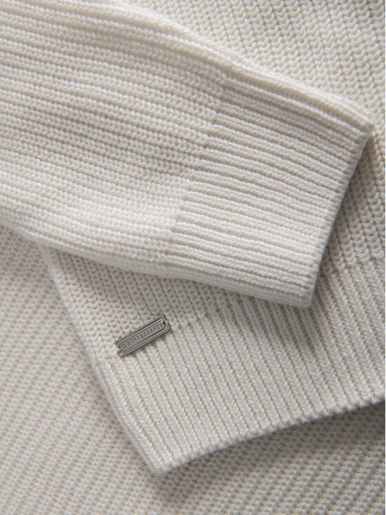 Ombre Ombre Sweter OM-SWTN-0162 Biały Regular Fit