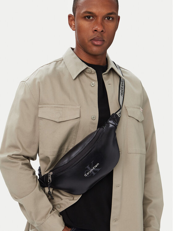 Calvin Klein Torbica za okrog pasu﻿ Bold Logo Webbing Waistbag LV04D3630G Črna
