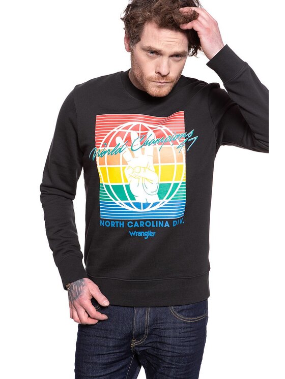 Wrangler Wrangler Felpa GLOBE SWEAT Nero Regular Fit