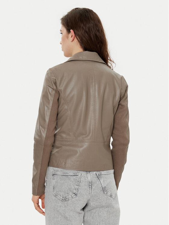 YAS YAS Μπουφάν δερμάτινο Sophie 26018510 Γκρι Regular Fit
