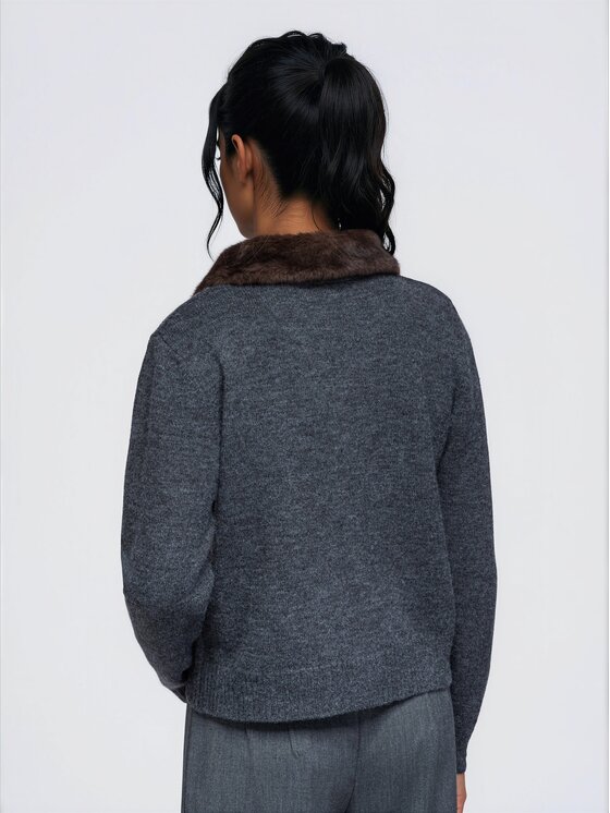 Ombre Ombre Svetr OW-SW-E0069 Šedá Regular Fit