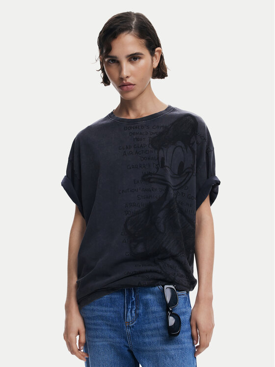 Desigual Tričko Donald 25SWTKAH Sivá Loose Fit