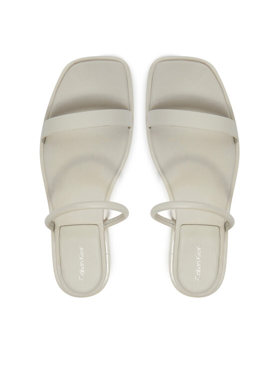 Calvin Klein Calvin Klein Iešļūcenes Flat Sandal Squared 2-Bar Lth HW0HW02532 Écru