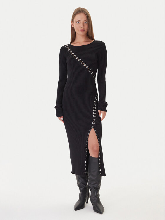 Patrizia Pepe Patrizia Pepe Rochie tricotată 2A2960 K291 Negru Regular Fit