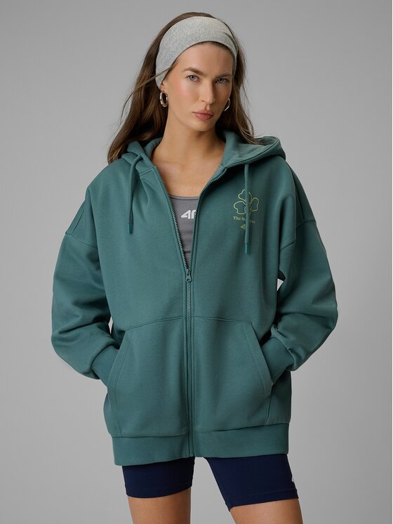 4F 4F Bluza CAMP Turkusowy Loose Fit