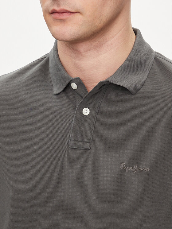 Pepe Jeans Pepe Jeans Тениска с яка и копчета New Oliver Gd PM542099 Сив Regular Fit