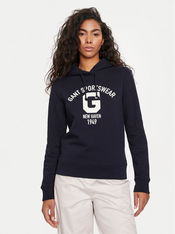 Gant Mikina Logo 4200847 Tmavomodrá Relaxed Fit