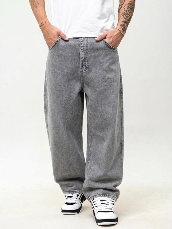 Jigga Wear Jigga Wear Jeansy Szerokie luźne streetwear 129225 Szary Baggy Fit