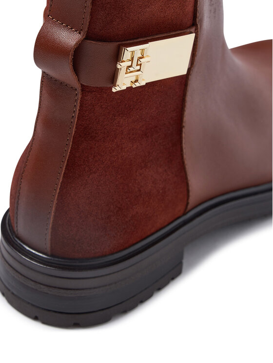 Tommy Hilfiger Tommy Hilfiger Īsie zābaki Th Logo Leather Mix Chelsea FW0FW08336 Brūns