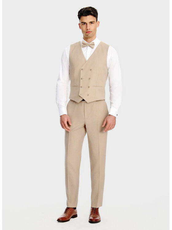 Pako Lorente Pako Lorente Kamizelka garniturowa P26SP-8G-002 Beżowy Slim Fit
