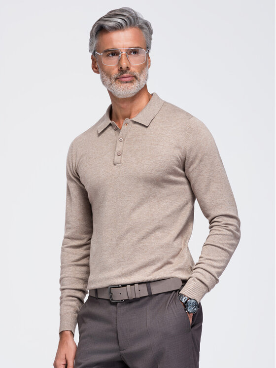 Ombre Ombre Polo OM-POLS-0151 Brązowy Regular Fit