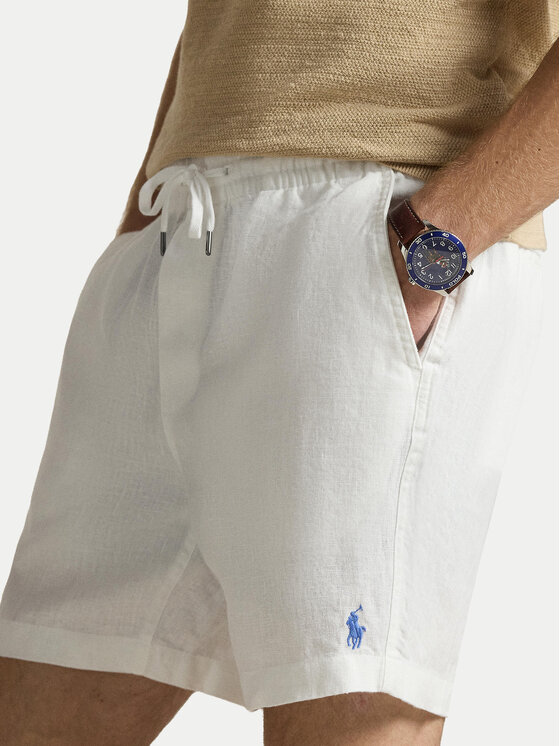 Polo Ralph Lauren Polo Ralph Lauren Pantalon scurți din material 710P08205501 Alb Regular Fit