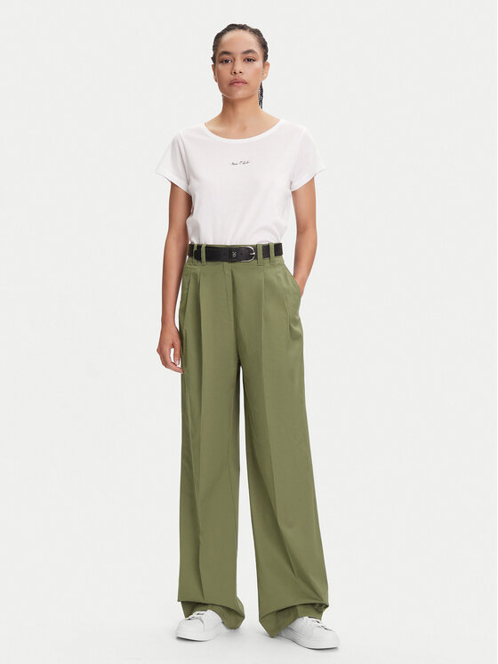Marc O'Polo Marc O'Polo Hlače iz tkanine 506 0341 10105 Zelena Loose Fit
