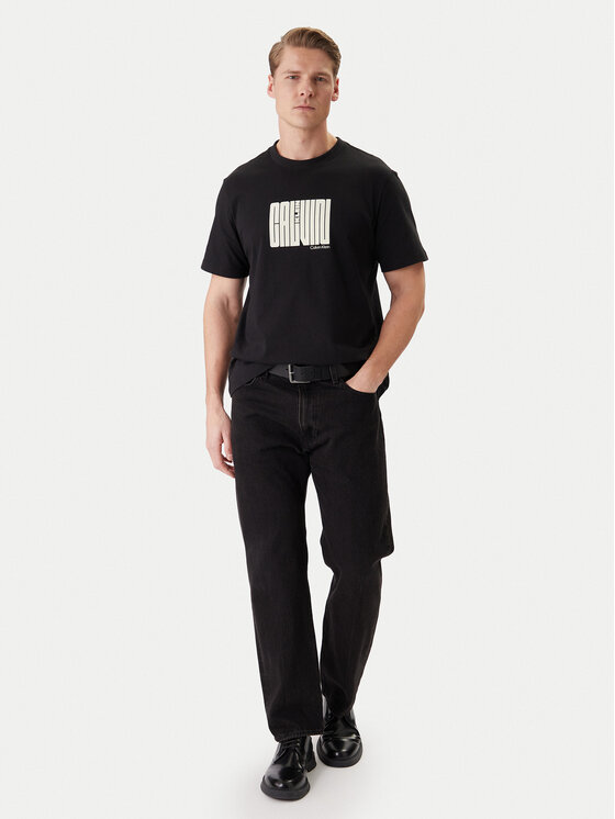 Calvin Klein Calvin Klein T-krekls Maze Graphic LV04RE832G Melns Regular Fit