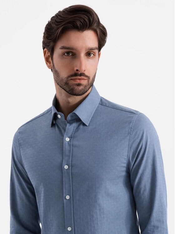 Ombre Ombre Koszula OM-SHCS-0175 Niebieski Slim Fit