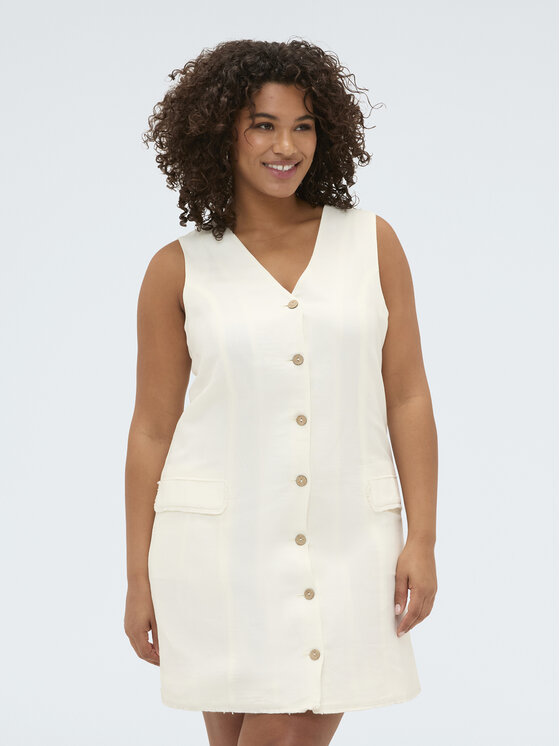 Fiorella Rubino Fiorella Rubino Sukienka codzienna 7074T001754N0S1 Biały Slim Fit