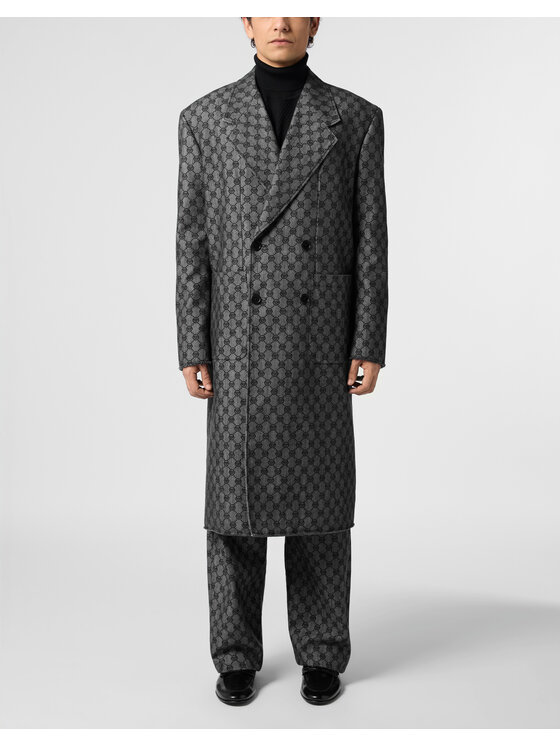 PHILIPP PLEIN PHILIPP PLEIN Płaszcz przejściowy 31377 Czarny Regular Fit