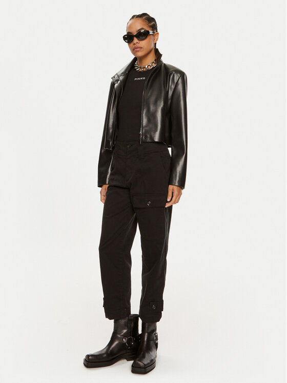PINKO Pinko Bavlnené nohavice Globo 102042 A215 Čierna Regular Fit